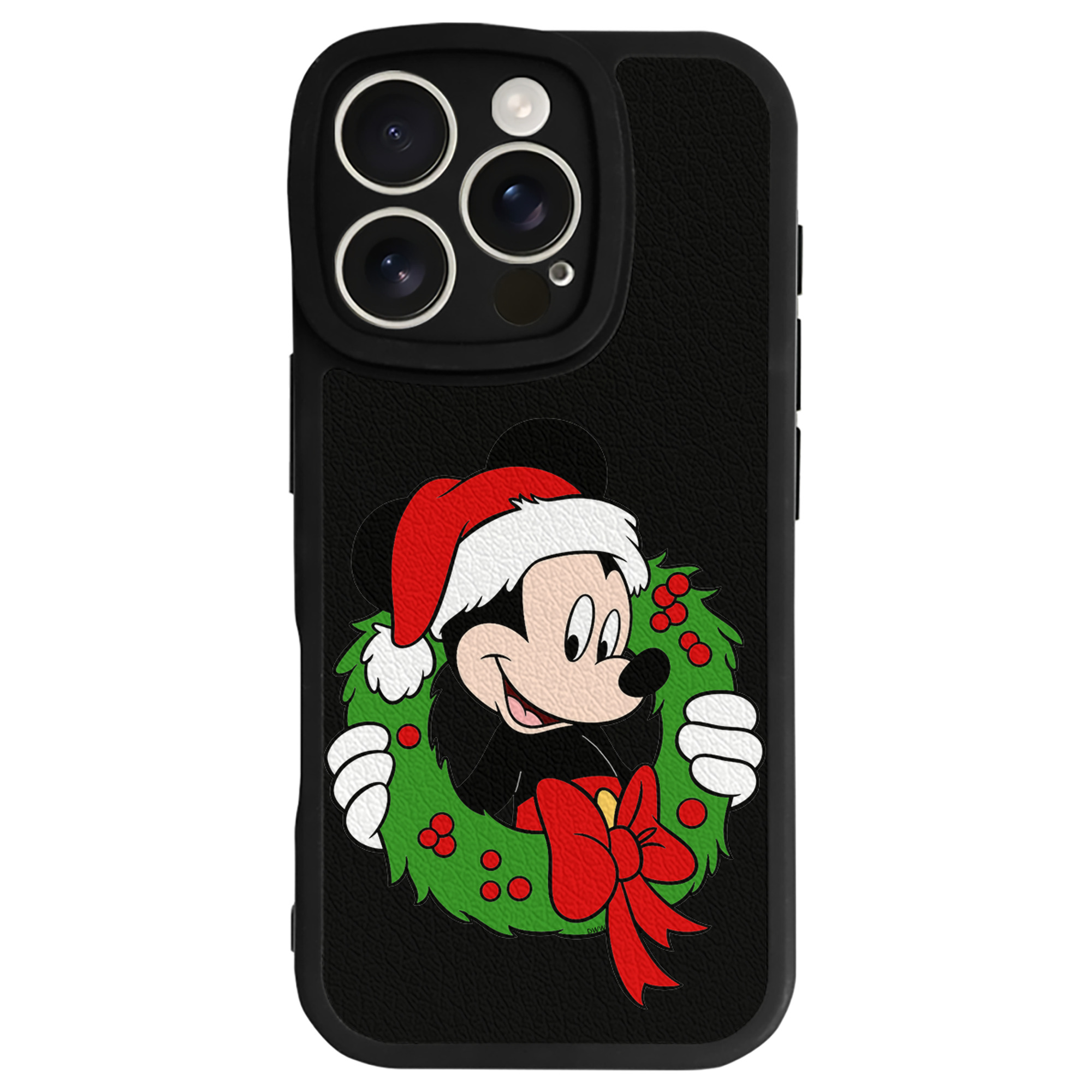 （画像用） ミッキーマウス Mickey Mouse 【iPhone 16シリーズ対応】シリコンスマホケース（レザー調） 材質：シリコン